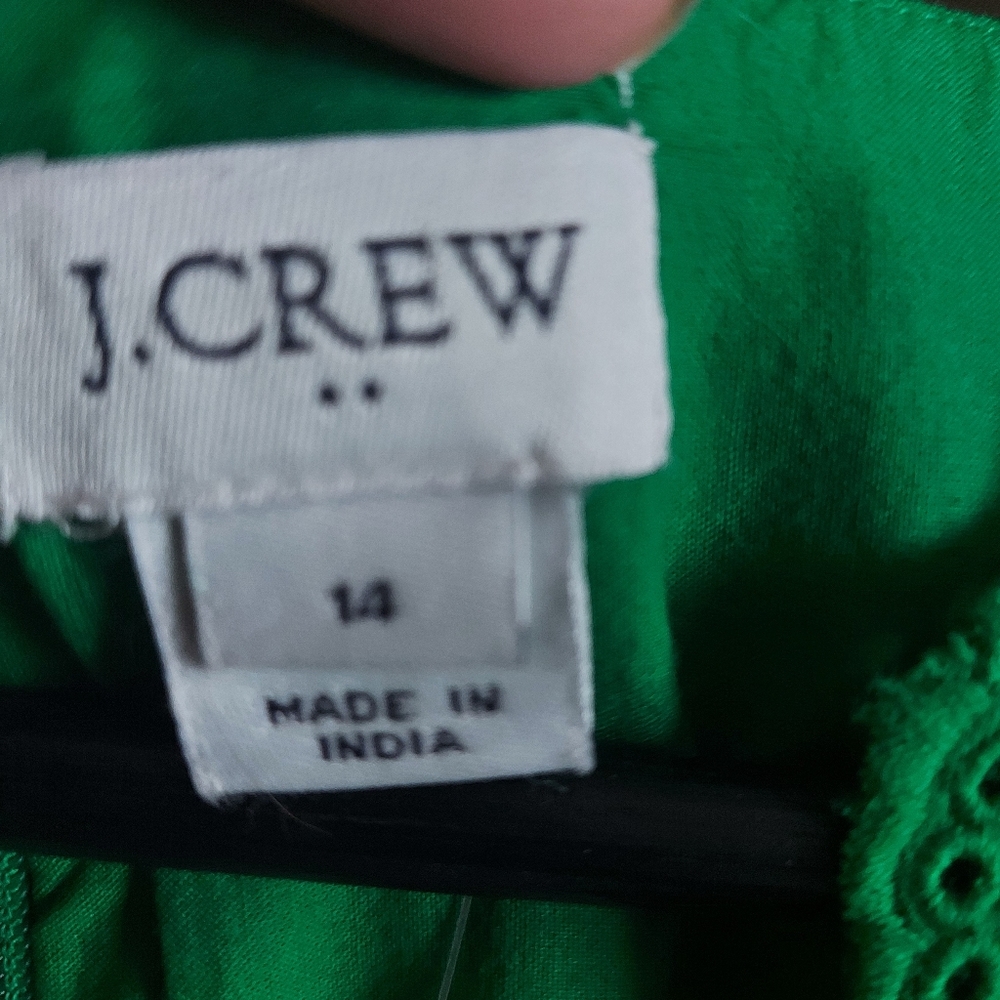 J.Crew v neck scalloped edge green dress - Picture 6 of 7